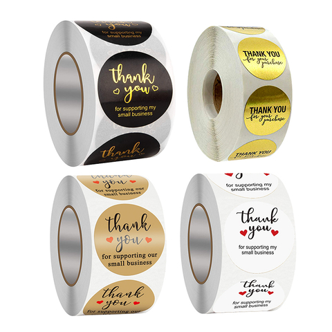 Custom Printed Logo Waterproof Adhesive Stickers and Gift Thank You Cards for Supporting Small Businesses