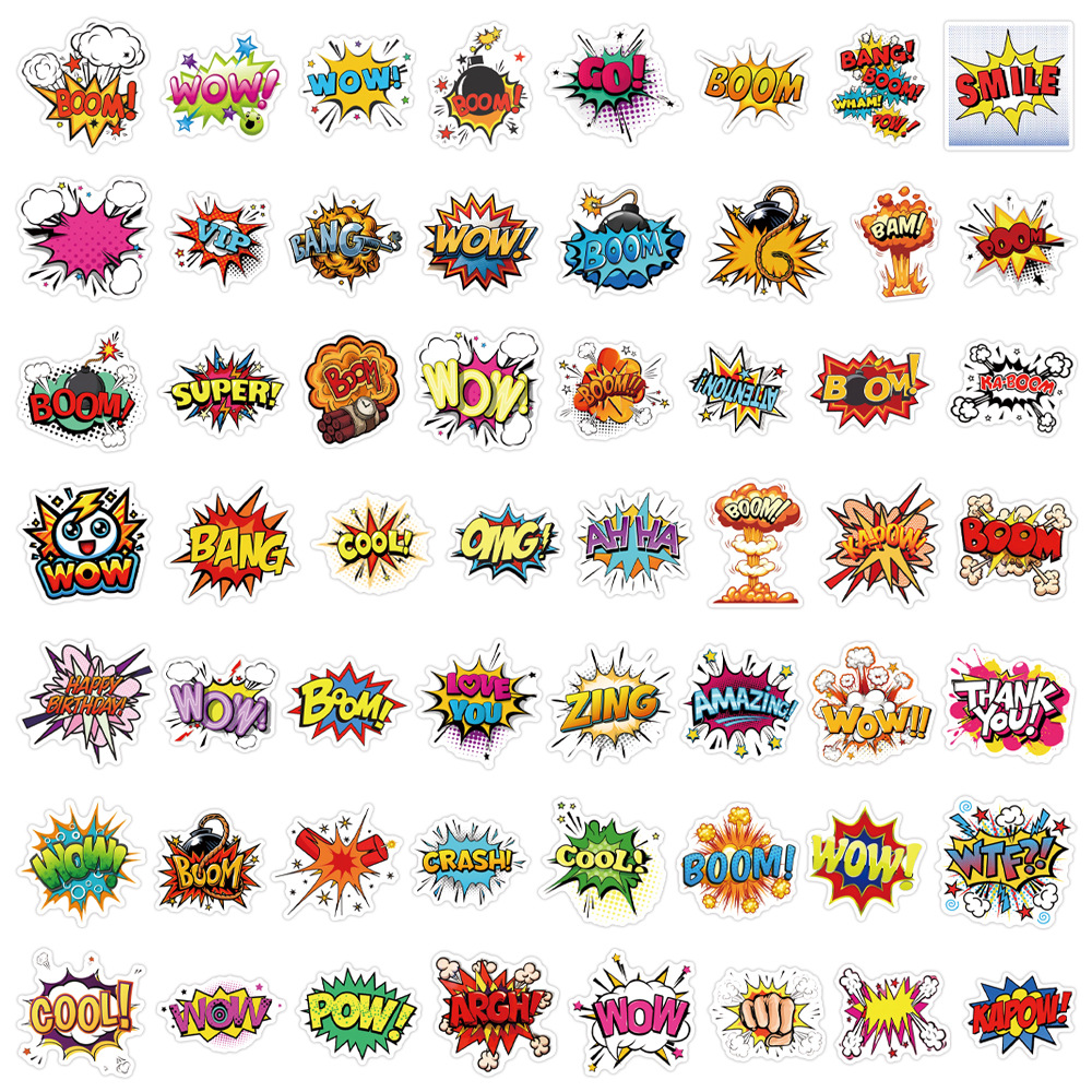 55PCS Cool trendy Amazing label Bam Pow Wow Boom sticker