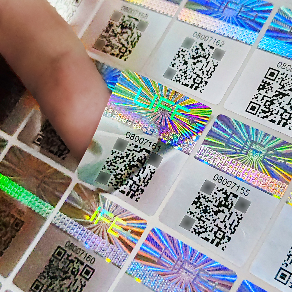 Custom Laser Security Holographic Sticker Roll Scratch off QR Code Serial Number 3d Hologram Label
