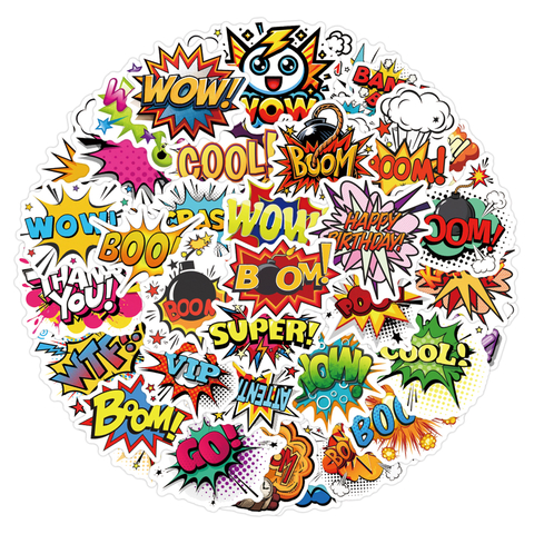 55PCS Cool trendy Amazing label Bam Pow Wow Boom sticker