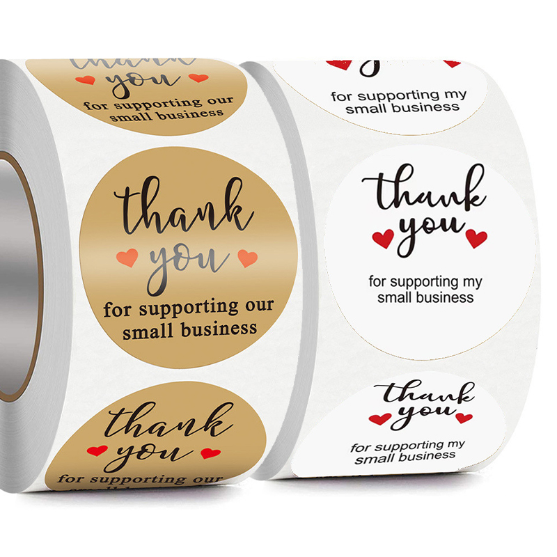 Custom Printed Logo Waterproof Adhesive Stickers and Gift Thank You Cards for Supporting Small Businesses